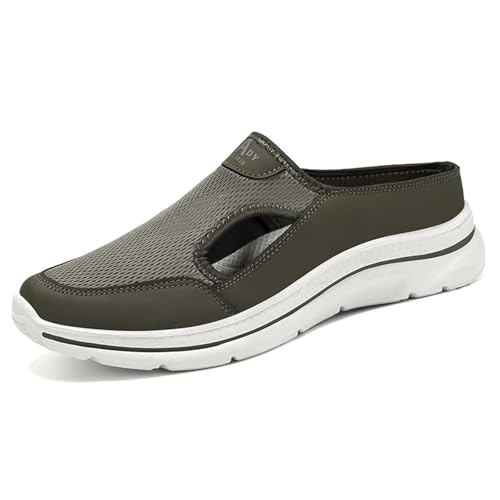 Herren Pantoletten Leder und Mesh Patchwork Pantoletten und Clogs Herren Sommer Leicht Atmungsaktiv Slip On Sommer Sneaker Offen Komfort Walking Schuhe Orthopädische Hausschuhe Pantoffeln Sneaker ohne von Générique
