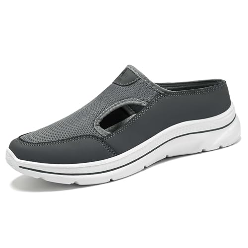 Herren Pantoletten Leder und Mesh Patchwork Pantoletten und Clogs Herren Sommer Leicht Atmungsaktiv Slip On Sommer Sneaker Offen Komfort Walking Schuhe Orthopädische Hausschuhe Pantoffeln Sneaker ohne von Générique
