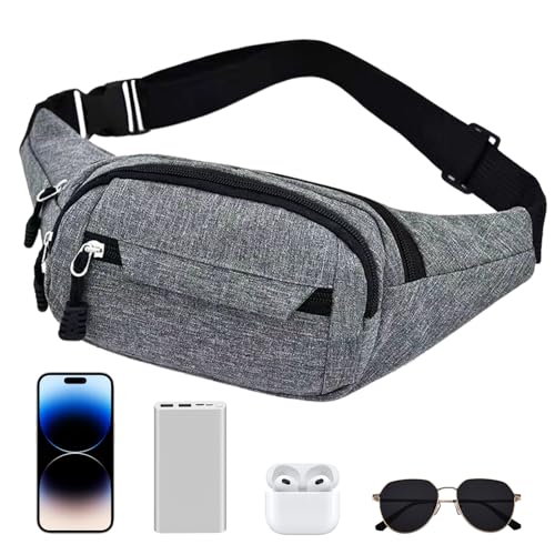 Hüfttasche für Wandern – Fanny Pack für Damen Wandern | wasserdichte modische Taillentasche | Multifunktionale Fanny Bum Tasche zum Wandern | von lässigen Gesäßen bis zum Wandern, grau, Se référer au von Générique