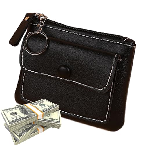 Kartenhalter für Frauen des Wechselkartenhalters für Frauen, PU-Geldwechsel mit einer dünnen Tasche | Geldwechsel für modische Mädchen, kleine Geldbörse mit Verschluss, Schwarz , Se référer au von Générique