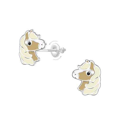 Kinder-Ohrstecker Pferdekopf 925 Silber mit sicheren Schraubverschlüssen - Hypoallergener Schmuck elegant und originell Geschenkidee für Reitbegeisterte Mädchen von Générique