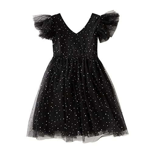 Kinder Sommerkleid Prinzessin Kleid Stern Tüll Kleid Groß Mädchen Outwear Rock Mädchen Hohe Taille, Schwarz, 8-9 Jahre von Générique