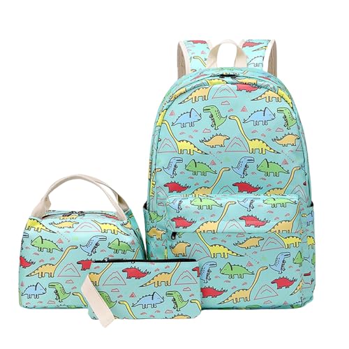 Kindergarten Mädchen Dreiteilige Tasche, Schulranzen, Kühltasche für Mittagessen, Kindertasche, Schulranzen für Jungen und Mädchen, Gepäckset, 5 drehbare Räder, Hellgrün, 45 von Générique