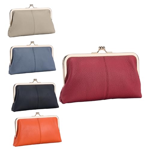 Kiss Lock Coin Purse, PU Leather Wallet, Compact Design Credit Card Slot, Exquisite Car Coin Holder Ideal for Womens Everyday Use, 8.07 x 1.57 x 4.72 Zoll, Schwarz , Se référer au descriptif, Siehe von Générique