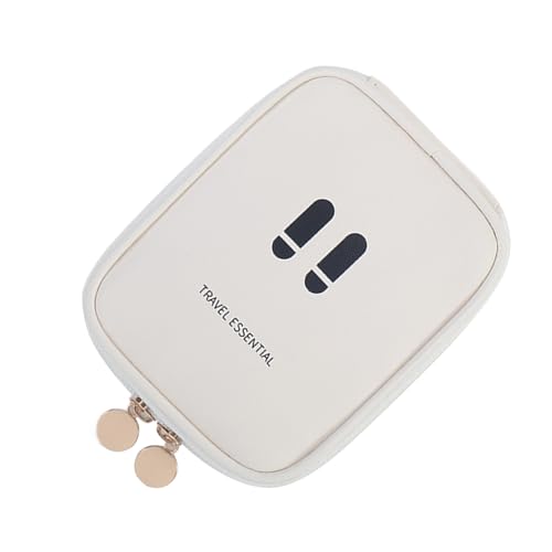 Kleine Kulturtasche – Make-up-Organizer für Reisen, kompakte Aufbewahrungstasche, mehrere Fächer, leicht, für Reisen, Wandern, Business, Farbe: Creme, Se référer au descriptif, Siehe Beschreibung von Générique