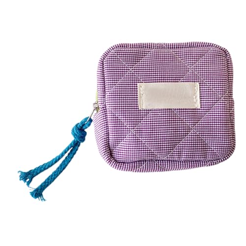 Kleine Make-up-Tasche, Kosmetiktasche, quadratischer Reißverschluss, Checkered Miini Storage Case für Make-up-Keys, kompakter Stoff-Organizer für Damen, Mädchen, Reisen oder den täglichen Gebrauch von Générique