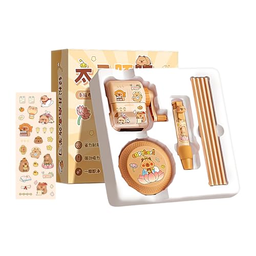 Komplettes Schulmäppchen, ästhetisches Schulzubehör mit Cartoon-Motiv für Mädchen, ideale Auszeichnungen für die Schule, enthält Bleistiftspitzer, Elektro-Sauger, Radiergummi und Bleistifte von Générique