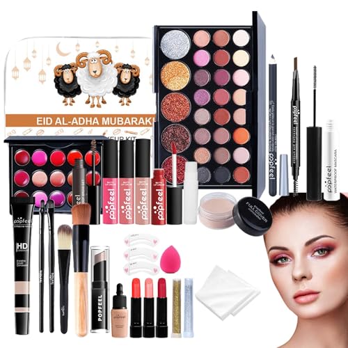 Komplettes Set – Mascara mit Lidschatten-Palette, vielseitiges Set für Frauen mit Beutel | Lippenstiftbürsten für Foundation inklusive, alles von Générique