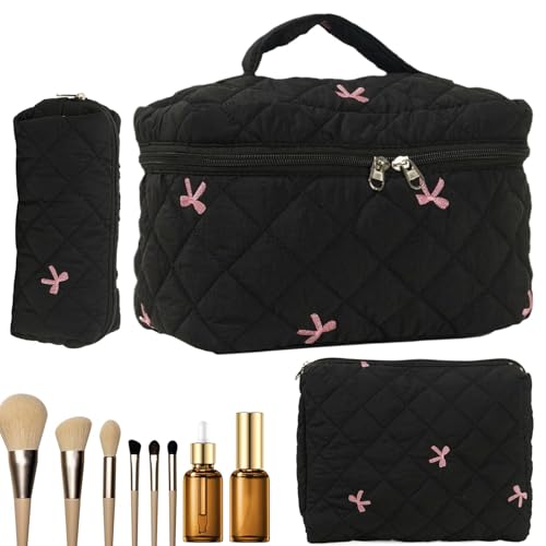 Kosmetiktaschen-Set – Kosmetiktaschen-Set mit großem Fassungsvermögen, 3 x gesteppte Kosmetiktasche aus Baumwolle für Damen, Mäppchen-Set von Générique