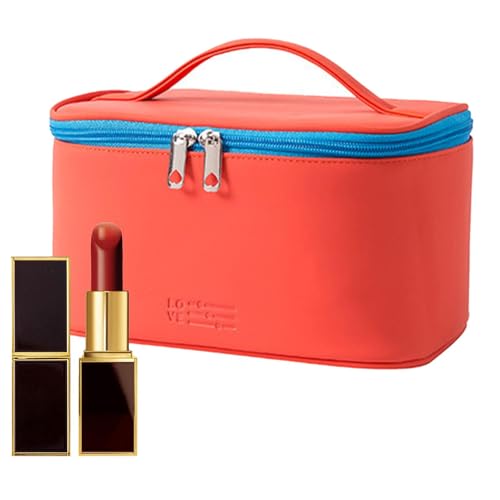 Kulturbeutel mit Griff, Reise-Make-up-Kulturbeutel, wasserdichte Kosmetikaufbewahrungstasche für Frauen, Organisation von Make-up und Toilettenartikeln, rot, Se référer au descriptif, Siehe von Générique