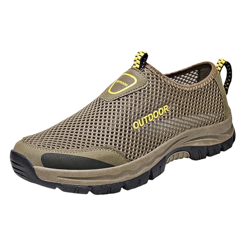 Laufschuhe Herren Sportschuhe Herren Laufschuhe Herren Sneaker Herren Casual Bequem Sneaker Outdoor Indoor Laufschuhe Slip On Sneakers, Braun B, 48 EU von Générique