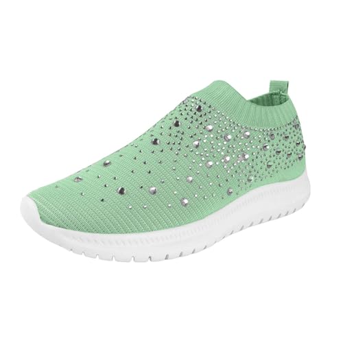 Laufschuhe für Damen, niedrig, modisch, Weiß, Schnürung, für Damen, Basketball, Fitness, Fitnessstudio, Jogging, Outdoor, Straßenlauf, Damen, Sneaker, Wanderschuhe, grün, 36 EU von Générique