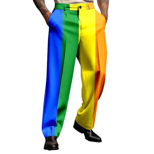 Lgbtq Herren-Chinohose, Regenbogen, Hose für Herren, gekleidet, Gay Pride Month, weite Hose, Arbeit, Business – Lgbtq Anzughose – große Größe, Baggy, gestreift, lässig, Sommer – Neonfarbe, 01 von Générique