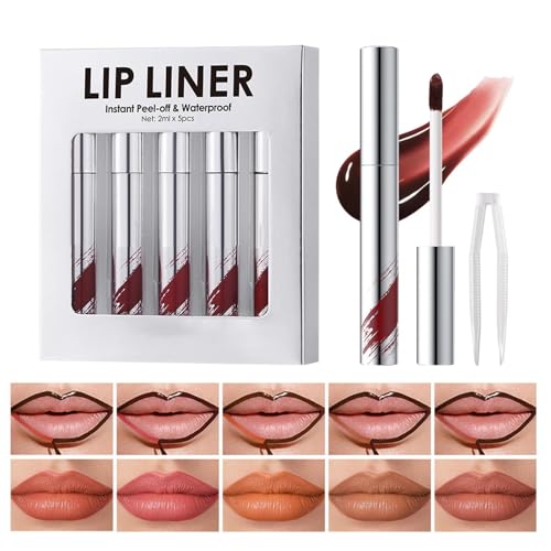 Lipstick Pen, Tear-Off Lipgloss-Set, 2 ml, hochpigmentiert, lang anhaltend, wasserfest und geschmeidig, , 5-teilig für Damen, Hochzeit, Reisen, Beauty Kit Lipstick Pen, Tear-Off Lipgloss-Set, 2 ml, hochpigmentiert, lang anhaltend, wasserfest und geschmeidig, , 5-teilig für Damen, Hochzeit, Reisen, Beauty Kit von Générique
