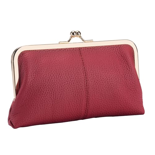 Lock Kuss Geldkusstift aus Leder – schicker Geldsuppe, eleganter Porteur aus edler Kasserolle | Eleganter Kupplungsträger, Ergänzung zum Einkaufs-Outfit, elegantes Por Modul, Weinrot, Se référer au von Générique