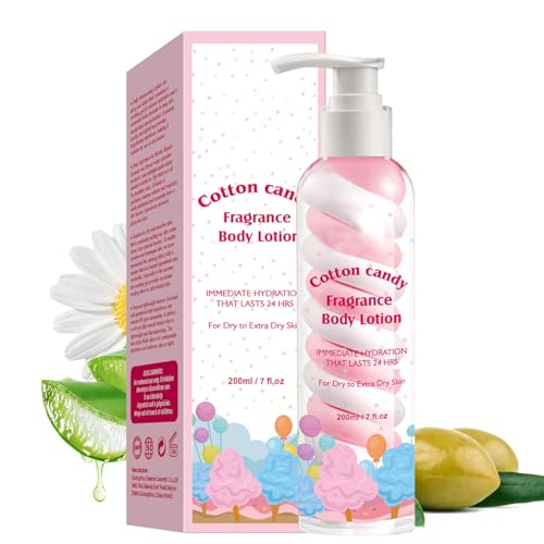 Long Lasting Smelling Body Lotion, Moisturizing Cotton Candy Lotion, 7,32 x 2,09 x 2,09 Zoll Tragbare Haut Softening mit Sweet Fragrance, Gentle Hydrating Cream für Männer und Frauen von Générique