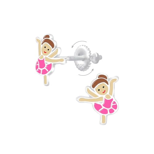 Mädchen Ohrstecker Tänzerin Stern Silber 925 - Eleganter Kinderschmuck Hypoallergen mit sicheren Schraubverschlüssen - Geschenk für kleine Ballerina von Générique