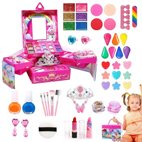 Make-Up-Set für Mädchen – Make-up-Set für Kleinkinder | Machen Sie wie Make-up-Sets | Echte waschbare Kosmetik-Sets | Anziehset für Mädchen mit 3 Teilen von Générique