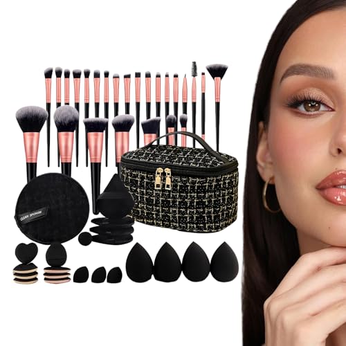 Make-up-Pinsel Set, Foundation und Lidschatten, Reisetasche, Organizer, Make-up-Zubehör, tragbar, Geschenk für Mädchen, Damen, Mutter von Générique