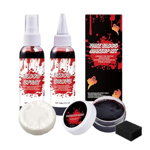 Make-up-Set Halloween Blut | Rotes Spray mit realistischer Wirkung mit Reinigungsseife – löschbar Zubehör Kostüm Halloween Zombie Vampir für Mottoparty Rollenspiel Bühnenshow von Générique