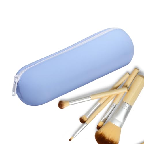Make-up-Tasche aus Silikon – Make-up-Pinselhalter aus Silikon für Reisen | weiche Foundation-Bürste | Modischer und tragbarer Kosmetik-Organizer, blau, Se référer au descriptif, Siehe Beschreibung von Générique