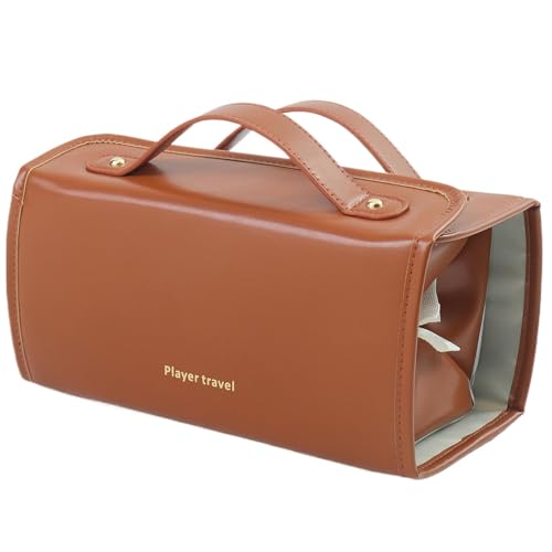 Makeup Bag with Compartments, Makeup Storage Organizer, Portable Waterproof Toiletry Carrier, Easy-to-Clean and Compact 9.45 x 4.72 x 4.72 inches for travel Women and Men, Kaffee, Se référer au von Générique