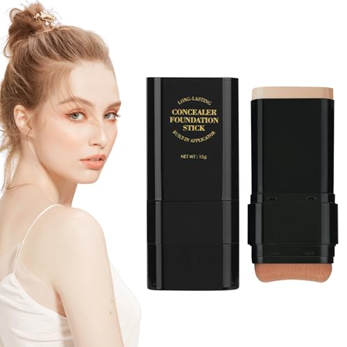 Makeup Foundation Stick - Feuchtigkeitsspendende Gesichts-Basis 15g, vollständige Abdeckungsanwendung ohne | 2-in-1 Concealer & Primer, leichte cremige Textur, mattes Haut-Finish, Tube von Générique