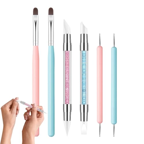 Nagellack-Stifte – 6 Stück Skulpturstift aus Silikon für Nageldesign mit doppelter Spitze – Linerpinsel mit doppelter Spitze für Modellage Skulptur Gel, Maniküre-Set zum Gravieren von Générique