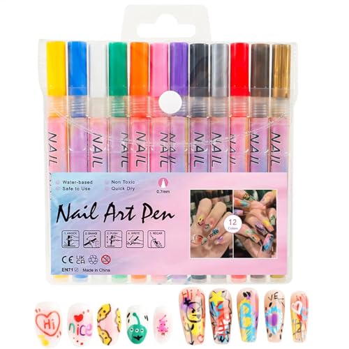 Nagellack Stifte für Frauen, Nagellack Sets für Frauen - Wasserdichtes 12 Farben Nagellack Set | 0,5mm Graffiti Zeichnen Stick für Maniküre Pr Nagellack Stifte für Frauen, Nagellack Sets für Frauen - Wasserdichtes 12 Farben Nagellack Set | 0,5mm Graffiti Zeichnen Stick für Maniküre Pr von Générique