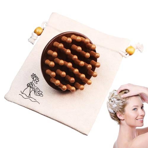 Natürlicher Sandelholzkamm - Meridian-Kopfhautmassagegerät aus Holz, tragbares Kopfstimulationswerkzeug | Multifunktionale Haarbürste, entspannender Massagekamm für Männer und F von Générique