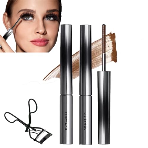 Nour Iron Wand Mascara, Olivia Blaire Iron Wand Mascara, Nour Iron Mascara, Metall, 3D Curling Eyelash Iron Mascara, Länge Eyelashes, Long Lasting, No Flaking, No Clumping (2PC-B) von Générique