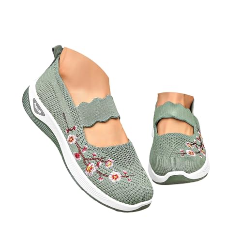 Orthopädische Damenschuhe, ohne Schnürung, Freizeitschuhe, leicht, bequem, Wanderschuhe, für Damen, Walking, Sport, Sneaker, erhöhte Dämpfung und Entlastung der Füße, grün, 43 EU von Générique