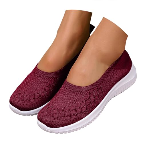 Orthopädische Sneaker, Damen, Tennis, bequem, Sneaker, Damen, Keilabsatz, rutschfest, Tennisschuhe, Outdoor, leicht, Sneaker, Multisport, orthopädische Schuhe, Red F, 40 EU von Générique