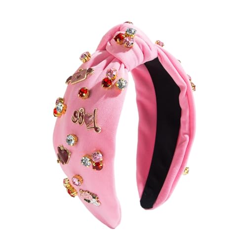 Party-Stirnband inspiriert von Liebe | Haarwickel mit Herzmotiv | Haarband Herz Valentinstag | Haarband mit Schleife oben Perlen | Haarband aus Strass für Frauen, für die von Générique