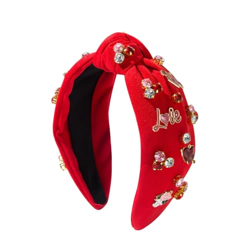 Party-Stirnband inspiriert von Liebe | Haarwickel mit Herzmotiv | Haarband Herz Valentinstag | Haarband mit Schleife oben Perlen | Haarband aus Strass für Frauen, für die von Générique
