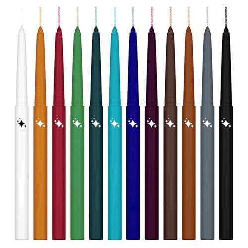 Perlmutt-Eyeliner, Glitzer-Eyeliner Set – Lidschattenstifte 12 Farben | Wasserdichte Eyeliner, professionelles Augen-Make-up-Set, langanhaltende Make-up-Farben von Générique