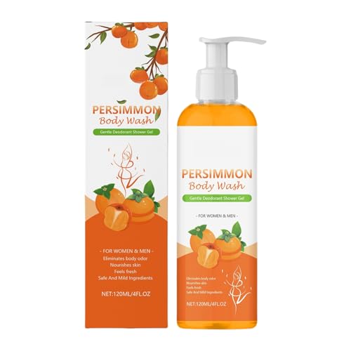 Persimmon Body Wash, Natural Deodorizing Soap, 120 ml Skin Cleanser Persimmon, Smelly Feet Deodorizer Cleansing Lotion, Strong Odor Control for Men and Women von Générique