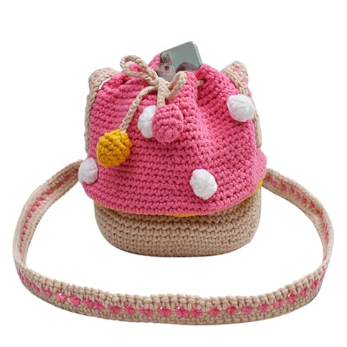 Pilz Häkeltasche, Pilztasche | Kleine Pilztasche für Handtasche | Multifunktionale Gestrickte Umhängetasche Handgewebt für Münzen, Panzer, Rosa, Se référer au descriptif von Générique