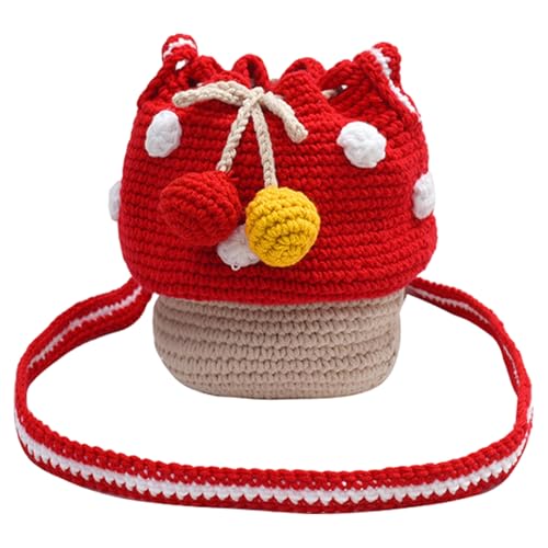 Pilz Häkeltasche, Pilztasche | Kleine Pilztasche für Handtasche | Multifunktionale Gestrickte Umhängetasche Handgewebt für Münzen, Panzer, rot, Se référer au descriptif von Générique
