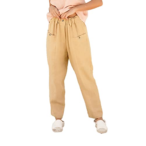 Pyjamahose, Baumwolle, große Größe, lässig, für Damen, Baumwoll-Leinen-Hose, mit Tasche, lange Hose, A., 54 von Générique
