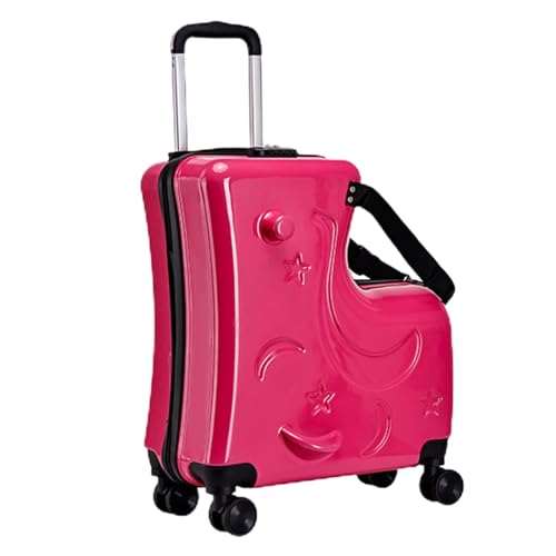 Reisekoffer-Sitz mit sicherer Verriegelung – rollt sie auf Mädchen und Gepäck | 50,8 cm Rolling Case Handlebars Pedale Stats Pedale Glatte Mädchen Leichte Urlaubstasche, Rosarot, Se von Générique