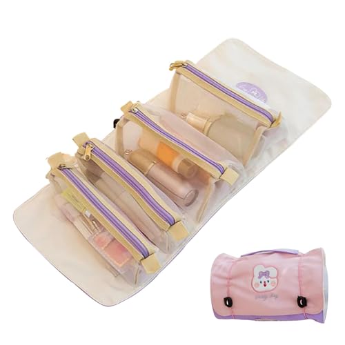 Roll-Ups Makeup Bag, Hangable Cosmetic Travel Bag, 4-in-1 abnehmbares Design 9,25 x 7,87 Zoll, faltbar, Kulturbeutel mit Griff, kompakt Roll-Up Makeup Bags für Frauen Reisen, mehrfarbig, Se référer au von Générique