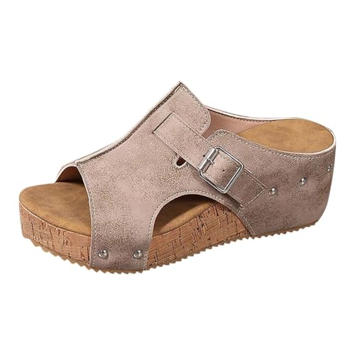 Sandalen für Damen, Sommer, bequem, für Strand, Sommer, Pumps, bequem, Flip-Flops, Strandsandalen, kaki, 40 EU von Générique