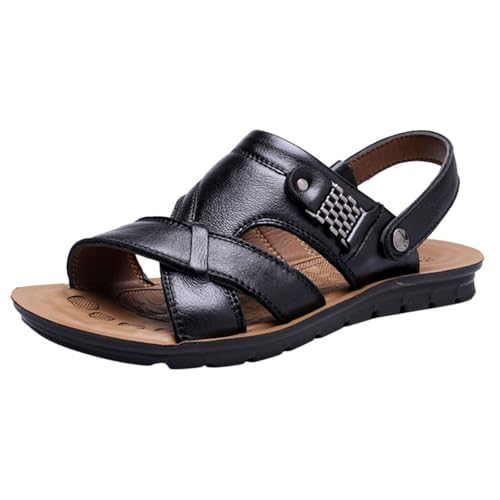 Sandalen für Herren, Leder, Strandschuhe, orthopädisch, Sandalen, Sommer, Sport- und Outdoor-Schuhe, Walking, Sport und Outdoor, Schwarz, 45 EU von Générique