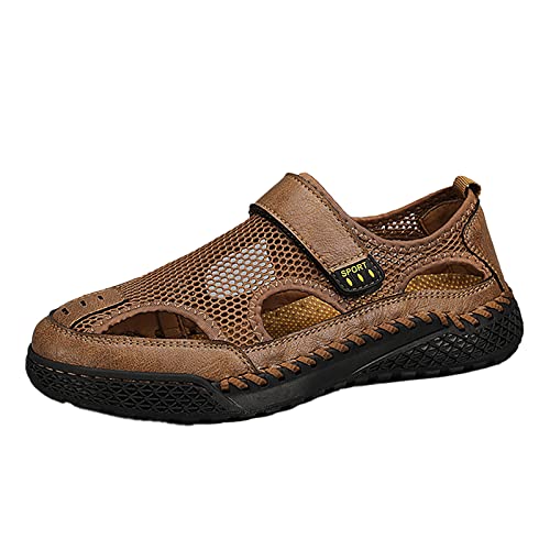 Sandalen für Herren, Sommer, Leder, Sandalen, Walking, Outdoor, Flip-Flops, weich und bequem, medizinische Schuhe, Strandschuhe, braun, 44 EU von Générique