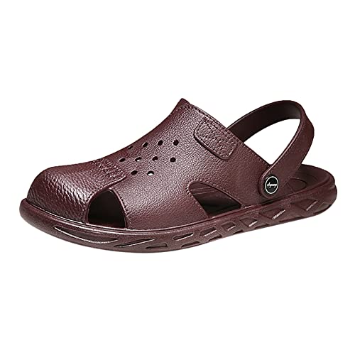 Sandalen für Herren, Sommer, bequem, modische und sportliche Schuhe für Herren, Outdoor-Sandalen, Mokassins, Leder, Pantolette, Strandschuhe, Sommerschuhe, Herren, bequem, Sommer, Braun., 43 EU von Générique