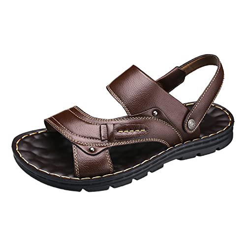 Sandalen für Herren, breite Füße, Outdoor-Sandalen, Mokassins, Leder, Flip-Flops, für Herren, Wanderschuhe, Braun 2, 39 EU von Générique