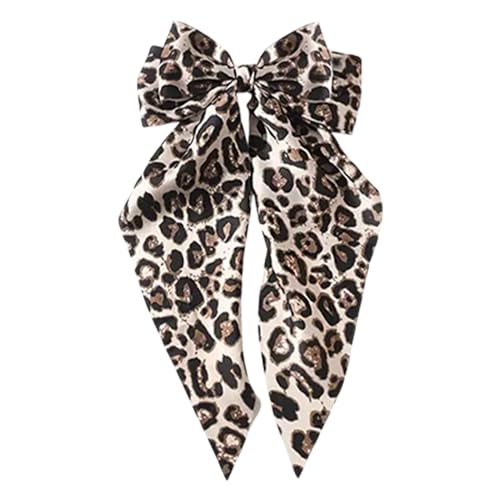 Satin Haarnadel - Leopardendruck Langschwanz Bowknot Clip | Großes Haar-Accessoire Frauen und Mädchen Haarspange Statement Haarband Clip Süße Haarspange von Générique