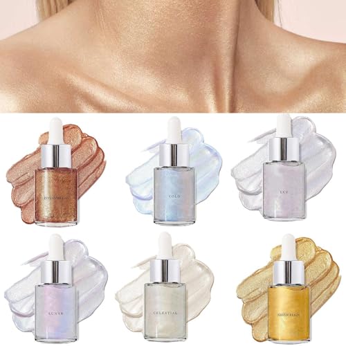 Schimmerndes Körperöl | 30 ml Körperglitter | Langanhaltender flüssiger Textmarker für den Körper, Make-up Öl für den Körper, 6 Farben, glitzernde goldene Flüssigkeit für Frauen u von Générique