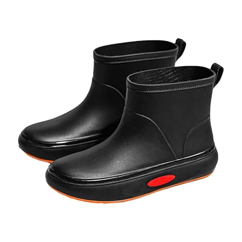 Schwarze Stiefel, Wadenbreite, lässige Regenschuhe für Damen, kurze Stiefeletten, Outdoor-Schuhe für Damen, flache Sandalen, goldfarben, Schwarz, 39 EU Schwarze Stiefel, Wadenbreite, lässige Regenschuhe für Damen, kurze Stiefeletten, Outdoor-Schuhe für Damen, flache Sandalen, goldfarben, Schwarz, 39 EU von Générique
